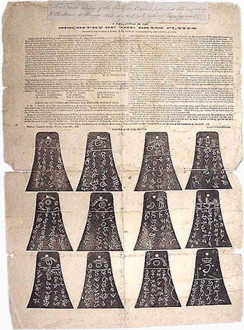 Kinderhook Plates poster printed by John Taylor and Wilford Woodruff in 1843